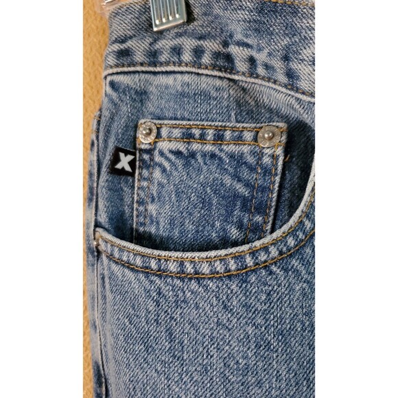 Vtg Express Jeans Size 9/10 SHORT Extreme Flare Distressed Light-Medium Blue Y2K - Picture 5 of 12